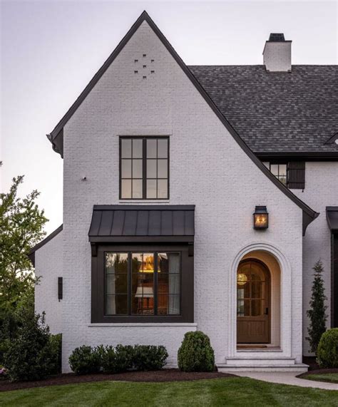 white modern tudor house